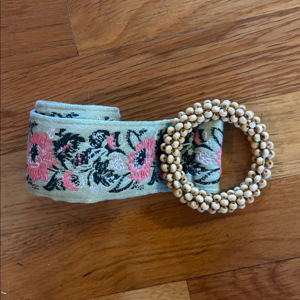 Pink and green embroidered belt